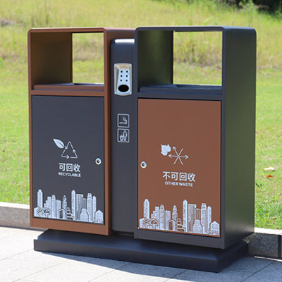 雙分類咖啡色垃圾桶